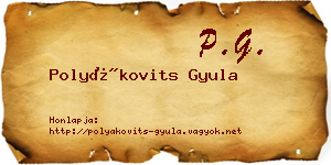 Polyákovits Gyula névjegykártya
